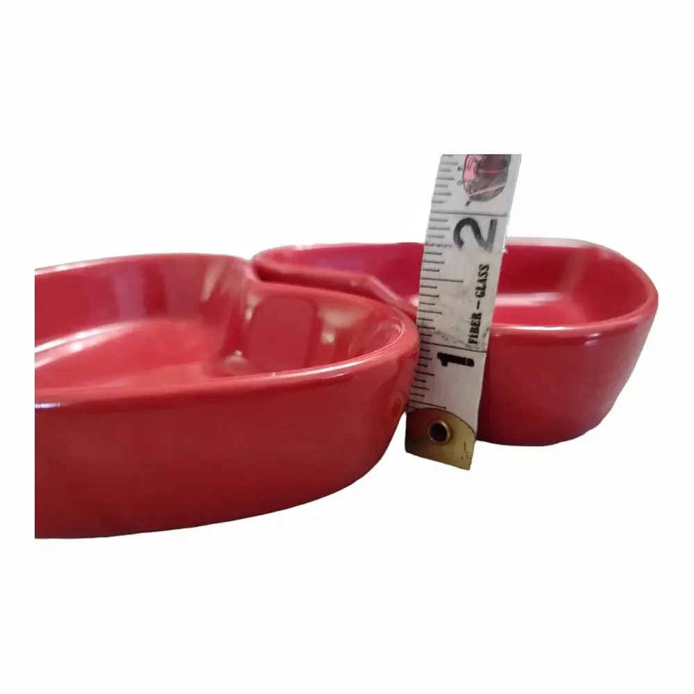 Heart Shaped Dishware Home Goods Red Candy Dishes Jewelry Earrings 2pc Bundle